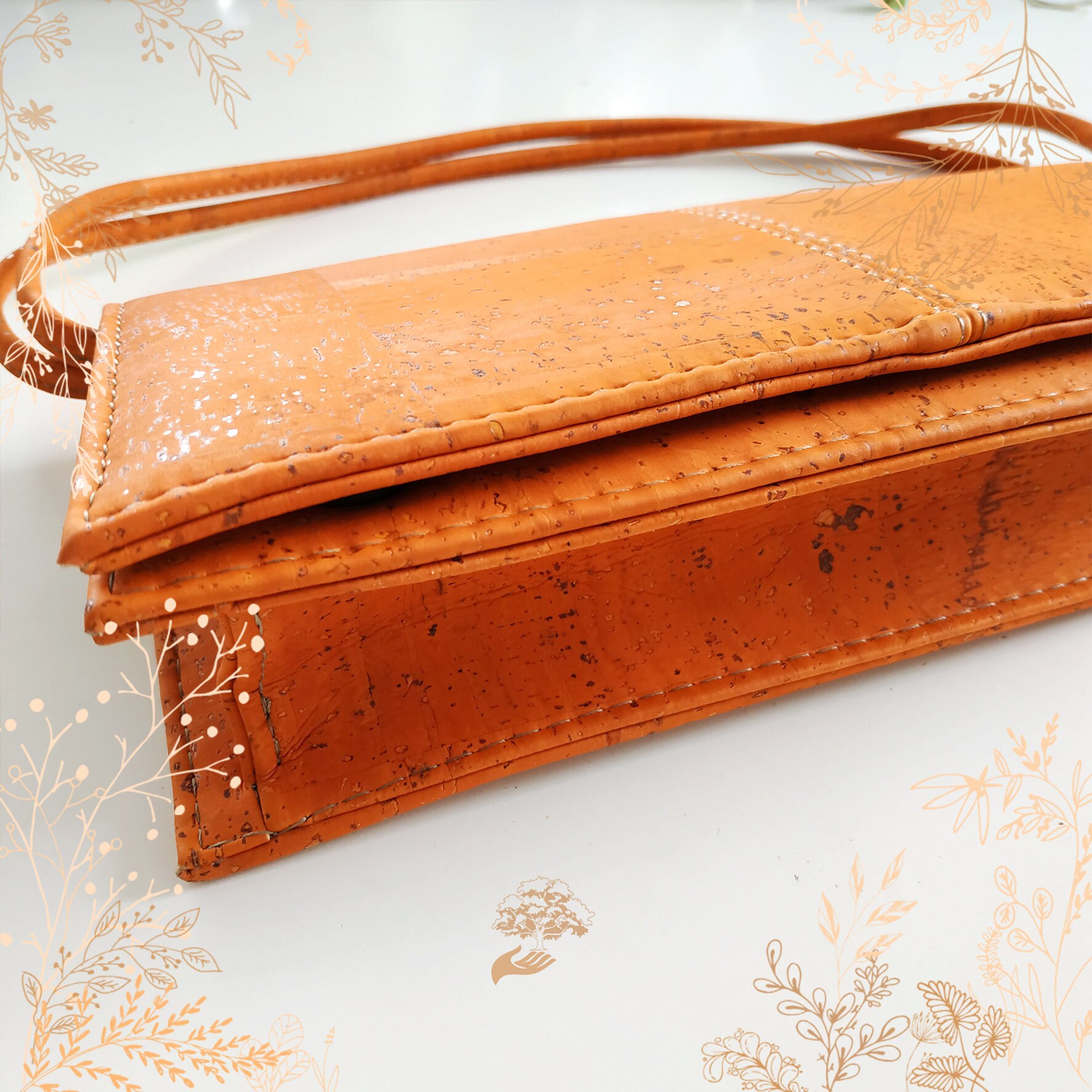 Orange Cork Bag From ARTELUSA, Suitable for Vegans. YOK CORK  display picture 2