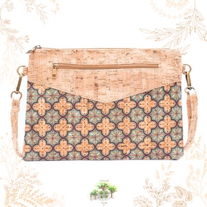 Sac bandoulière en liège azulejos vert. Vegan friendly. YOK CORK