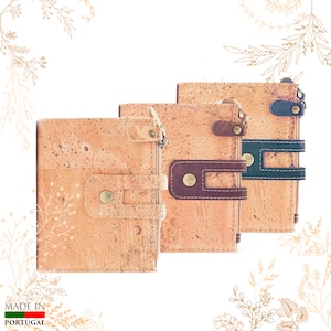 Portefeuille en liège Beige, marron ou bleu. Fabrication écoresponsable. YOK CORK