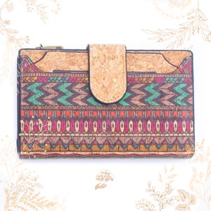 Monedero de corcho estampado. Cuero vegetal apto para veganos. Boutique YOK CORK
