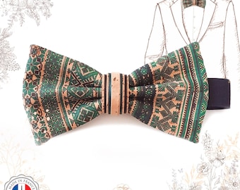 Green cork bow tie. Eco-responsible crafts YOK CORK