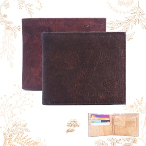 Portefeuille en liège marron foncé ou acajou. YOK CORK