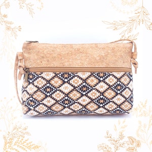 Bolsa de corcho en color blanco y negro. Apto para veganos. Boutique YOK CORK