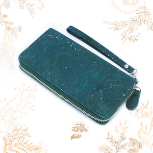 Carteira em cortiça azul pato. Couro vegetal adequado para veganos. Comprar YOK CORK