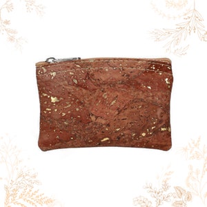Porte-monnaie marron et doré en liège naturel. Fabrication éco-responsable. Boutique YOK CORK