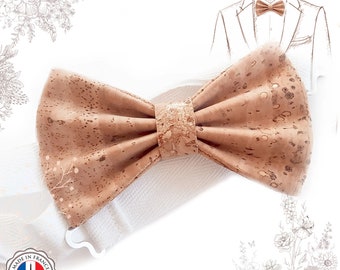 Natural and gold cork bow tie. Eco-responsible crafts YOK CORK