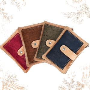Portefeuille en liège naturel de couleur bordeau. Création éco-responsable. Boutique YOK CORK