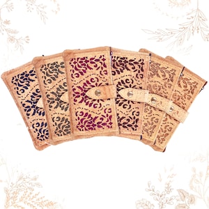 Portefeuille ajouré dentelles et arabesques liège naturel. Boutique YOK CORK