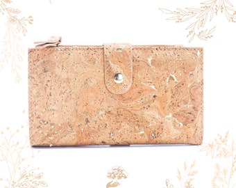 Gold-plated cork bark wallet. Vegan-friendly. YOK CORK Shop