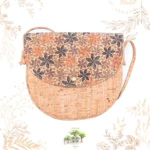 Petit sac bandoulière en liège. Motifs feuilles. Vegan friendly. YOK CORK