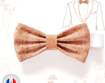Natural cork bow tie. Vegan-friendly craftsmanship. Wedding. Created by Yok Cork.