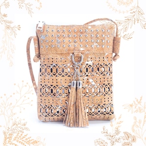 Sac en liège beige et argenté. Adapté au véganisme. Boutique YOKCORK