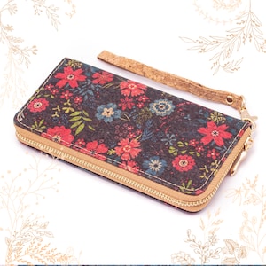Portefeuille en liège naturel imprimé. Cuir végétal vegan friendly. Boutique Yok Cork