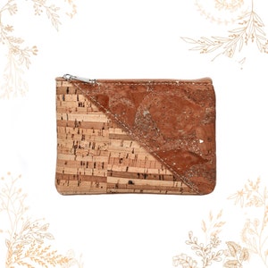 Porte-monnaie en liège naturel marron marbré de doré. Boutique YOK CORK