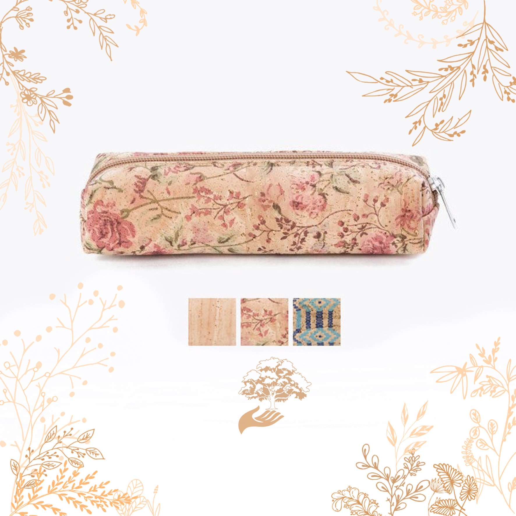 Trousse en Écorce de Liège. 3 Coloris. Adapté Au Véganisme. Boutique Yokcork