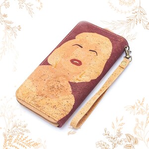 Portefeuille en liège Marilyn Monroe. Cuir végétal. Vegan friendly. Boutique YOK CORK