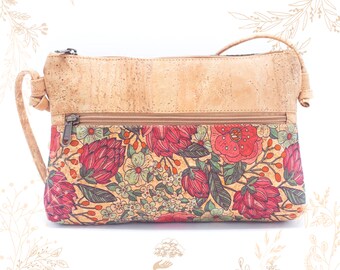 Cork bag with floral patterns. Vegan friendly. Shop YOK CORK