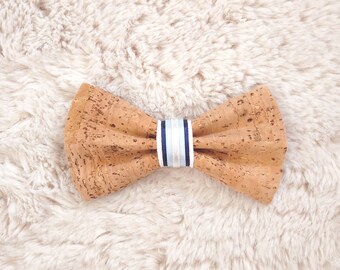 Blue and white cork bow tie. YOK CORK crafts