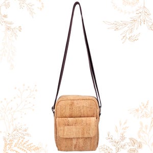 Sacoche beige en tissu de liège naturel. Adapté au véganisme. Boutique YOK CORK