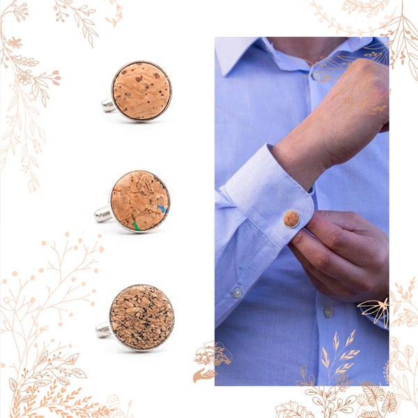 Cork cufflinks. Vegan friendly vegetable leather. Shop Yok Cork