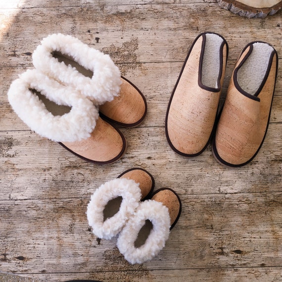 Slippers Made of Cork Bark and Synthetic Wool. Male and Etsy Israel