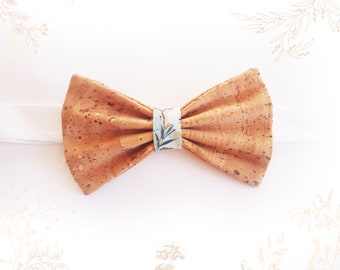 Water green and beige bow tie in natural cork. Eco-responsible crafts YOK CORK