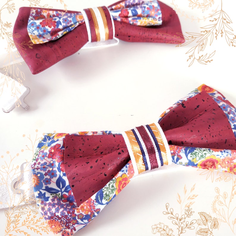 Red and blue cork bow tie. Ideal for a wedding. Eco-responsible crafts YOK CORK image 4