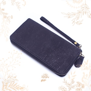 Cartera de corcho negro. Cuero vegetal vegano. Comprar CORCHO YOK
