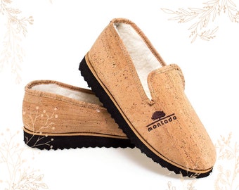 Natural cork slippers. Size 41. Vegan friendly vegetable leather. Shop YOK CORK