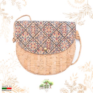 Petit sac bandoulière en liège. Motifs azulejos. Vegan friendly. YOK CORK