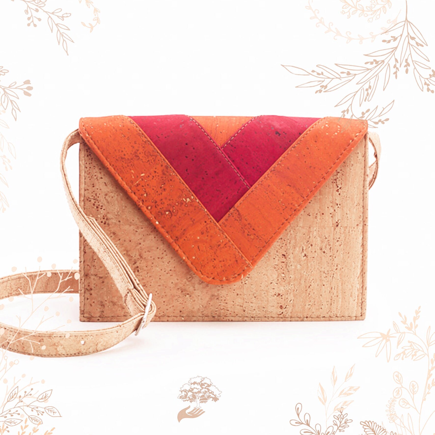 Artelusa Vibrant Orange and Cork Backpack Orange Cork Bag From ARTELUSA, Suitable for Vegans. YOK CORK  main image 3