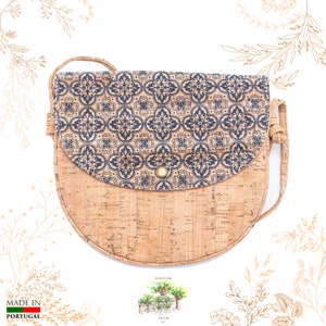 Petit sac bandoulière bleu en liège "azulejos". Vegan friendly. YOK CORK