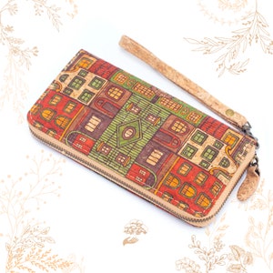 Printed cork bark wallet. Vegan friendly. YOK CORK Shop