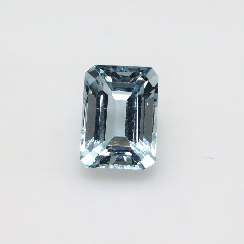 1.3 Ct AAA Natural Faceted Emerald Cut Aquamarine Loose Gemstone, Aquamarine For Anniversary, Aquamarine Stone For Pendant, Custom Jewelry image 3