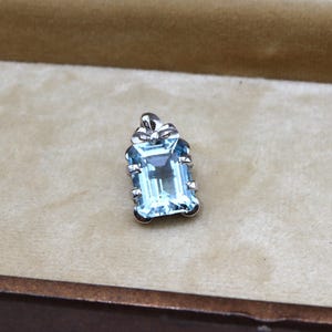 Aquamarine Emerald Cut Pendant Solitaire Necklace, Aquamarine Pendant in 925 Silver, Rectangle Necklace, 3.5 Ct Aquamarine Necklace For Gift