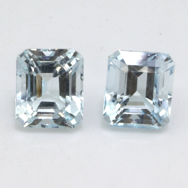 Amazing Cut! 2 Ct Natural Aquamarine Emerald Cut Gemstone Pair,Aquamarine Octagon, Loose Gemstone, Aquamarine Studs For Mom's Birthday