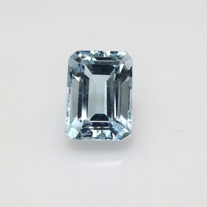 1.3 Ct AAA Natural Faceted Emerald Cut Aquamarine Loose Gemstone, Aquamarine For Anniversary, Aquamarine Stone For Pendant, Custom Jewelry image 1