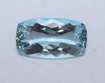 2.4 Ct Top AAA Natural Aquamarine Cushion Cut Gemstone Excellent Luster | Fine Quality Loose Aquamarine, Aquamarine Cushion Cut Pendant