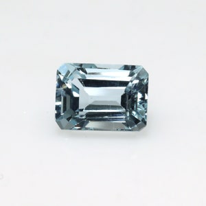 1.3 Ct AAA Natural Faceted Emerald Cut Aquamarine Loose Gemstone, Aquamarine For Anniversary, Aquamarine Stone For Pendant, Custom Jewelry image 2