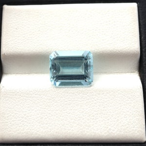 Fine Cut Grade! 3.2 Ct AAA Natural Aquamarine Emerald Cut Gemstone, Aquamarine Octagon Cut,Top Quality For Jewelry Necklace,Loose Aquamarine
