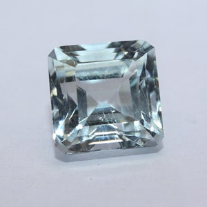 8 MM 100% Natural Aquamarine Faceted Square Cut Gemstone | Light Blue Loose Aquamarine, Aquamarine Ring or Pendant Birthday Gift For Her