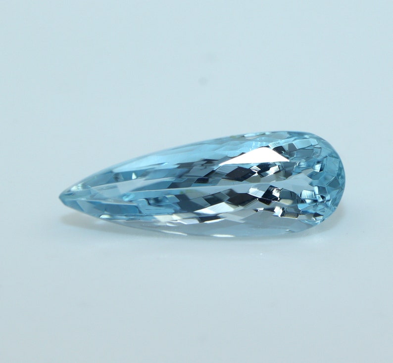 Pendant Medium Blue Aquamarine 2.3 Ct AAA Grade Natural Faceted Aquamarine Long Pear Cut Ring Long Pear Cut Shape Loose Gemstone