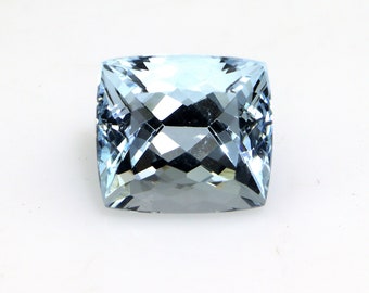 AAA+ Natural Aquamarine Cushion Cut Gemstone,5.6 Ct Amazing Cut & Clarity Cushion! Loose Aquamarine,Unheated Untreated, Aquamarine Pendant