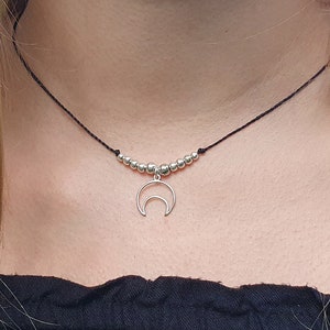 Fine chain with silver pendant, moon pendant, silver chain moon, silver moon chain pendant, fine chain with silver moon