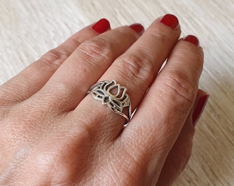 925 silver ring lotus flower, lotus flower ring, ring lotus, lotus flower, flower ring silver, spiritual ring silver, yoga ring