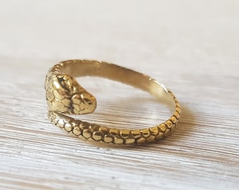 Anillo serpiente, serpiente anillo dorado, serpiente anillo ajustable, serpiente como anillo ajustable, anillo serpiente, vaca con cabeza de serpiente