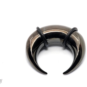 1x Earweight black, ear weights, gages, stretchers, plugs, tunnel black, metal tunnel, ear weight black, half moon tunnel, plugs 8 mm, metal plug