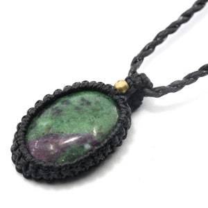 Ruby necklace, ruby zoisite necklace, gemstone necklace, macrame necklace with stone, green stone, necklace ruby zoisite, boho necklace, ruby necklace
