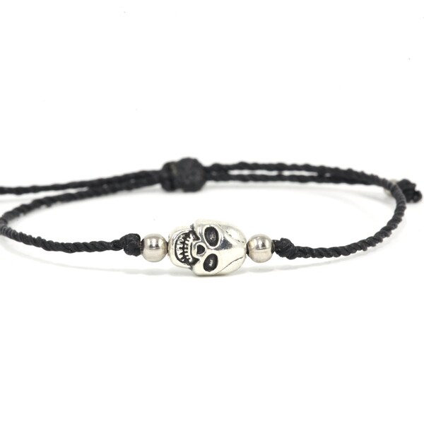 Small skull bracelet, skull bracelet, stainless steel bracelet, macramé bracelet, boy bracelet, punk bracelet, skull, skull bracelet, macramé