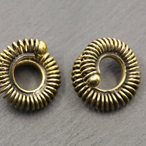 1x brass spiral, brass spirals, tunnel, stretcher made of brass, stretcher brass, plugs 6 mm brass, brass spirals, brass stretcher 6 mm